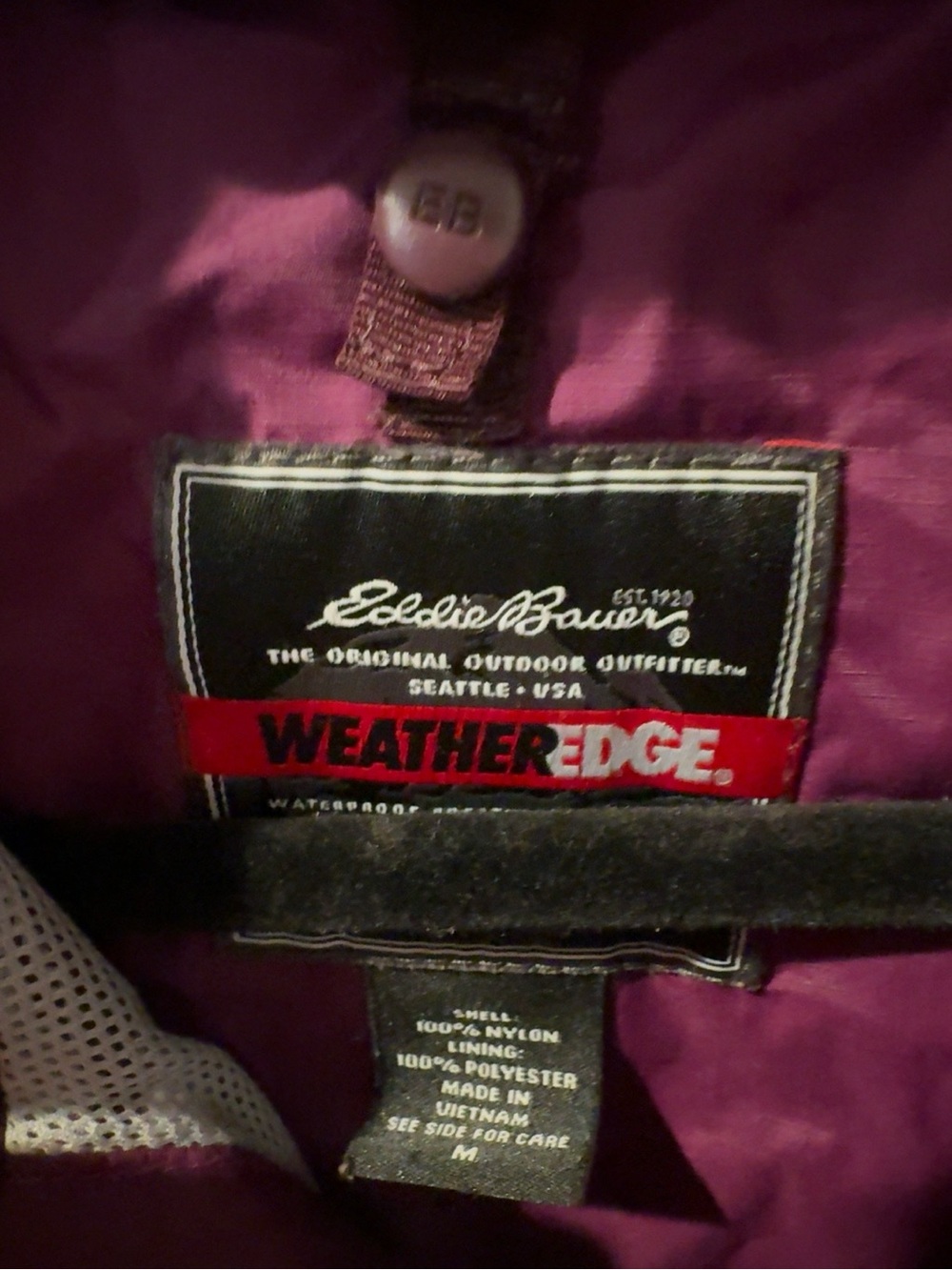Eddie Bauer WeatherEdge Hooded Rain Jacket Women’s M Purple Waterproof Windbreak - Picture 6 of 8